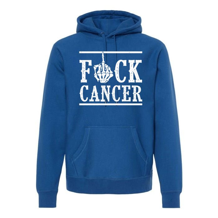 Fuck Cancer Middle Finger Bone Skeleton Cancer Survivor Gift Premium Hoodie