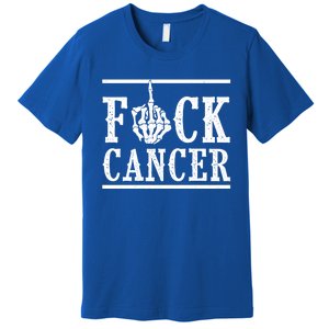 Fuck Cancer Middle Finger Bone Skeleton Cancer Survivor Gift Premium T-Shirt