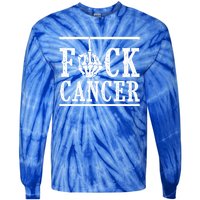 Fuck Cancer Middle Finger Bone Skeleton Cancer Survivor Gift Tie-Dye Long Sleeve Shirt