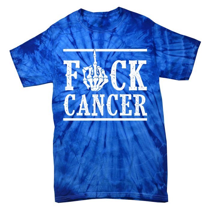 Fuck Cancer Middle Finger Bone Skeleton Cancer Survivor Gift Tie-Dye T-Shirt