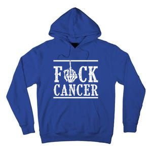 Fuck Cancer Middle Finger Bone Skeleton Cancer Survivor Gift Tall Hoodie