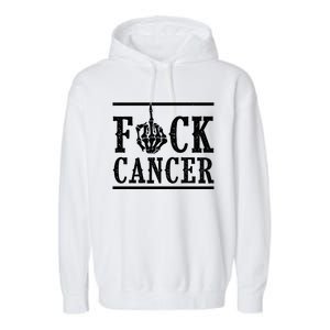 Fuck Cancer Middle Finger Bone Skeleton Cancer Survivor Gift Garment-Dyed Fleece Hoodie