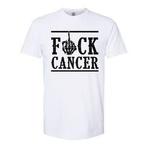 Fuck Cancer Middle Finger Bone Skeleton Cancer Survivor Gift Softstyle CVC T-Shirt