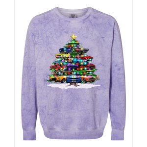 Funny Christmas Muscle Car Christmas Tree Colorblast Crewneck Sweatshirt