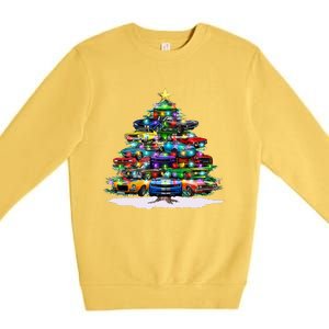 Funny Christmas Muscle Car Christmas Tree Premium Crewneck Sweatshirt