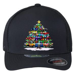 Funny Christmas Muscle Car Christmas Tree Flexfit Unipanel Trucker Cap