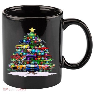 Funny Christmas Muscle Car Christmas Tree 11oz C Handle Ceramic Mug