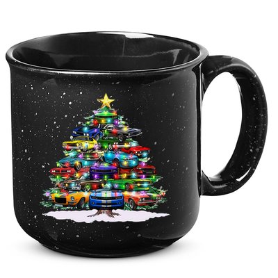 Funny Christmas Muscle Car Christmas Tree 15oz Campfire Ceramic Mug