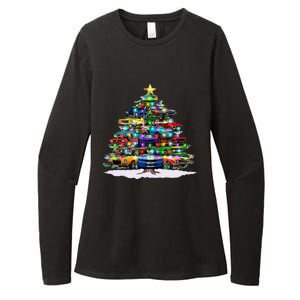 Funny Christmas Muscle Car Christmas Tree Womens CVC Long Sleeve Shirt