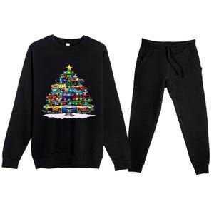 Funny Christmas Muscle Car Christmas Tree Premium Crewneck Sweatsuit Set