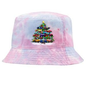 Funny Christmas Muscle Car Christmas Tree Tie-Dyed Bucket Hat