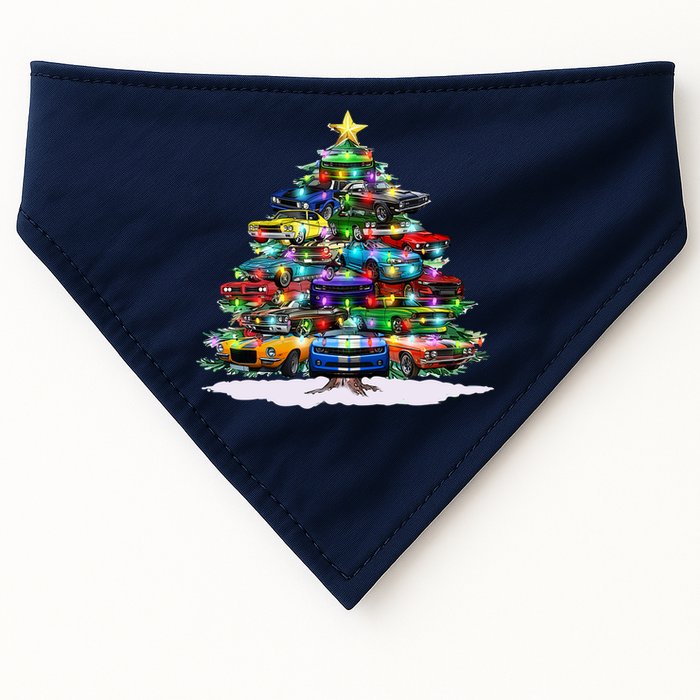 Funny Christmas Muscle Car Christmas Tree USA-Made Doggie Bandana