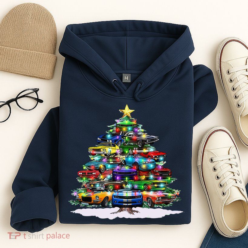 Funny Christmas Muscle Car Christmas Tree Hoodie