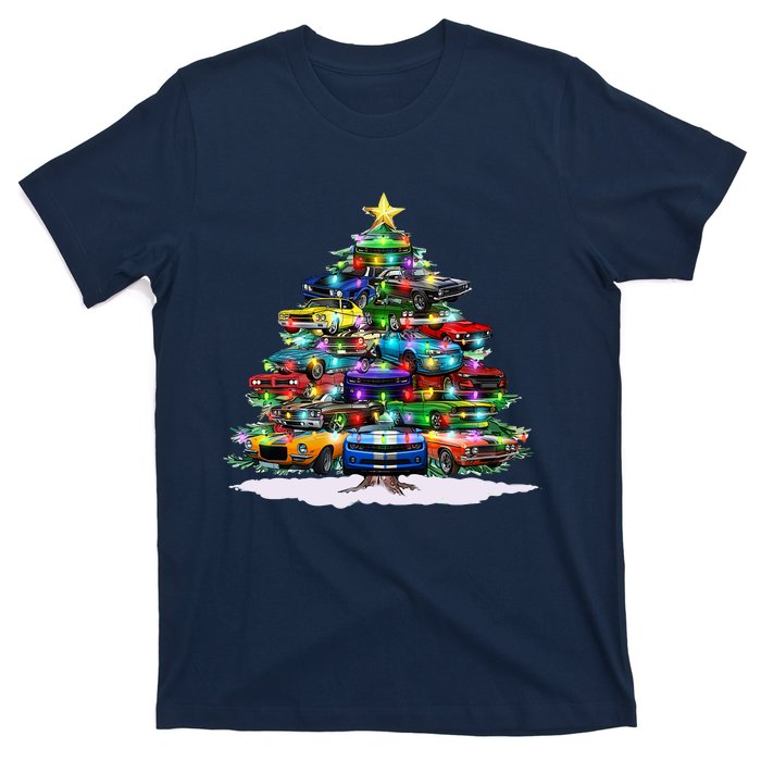 Funny Christmas Muscle Car Christmas Tree T-Shirt