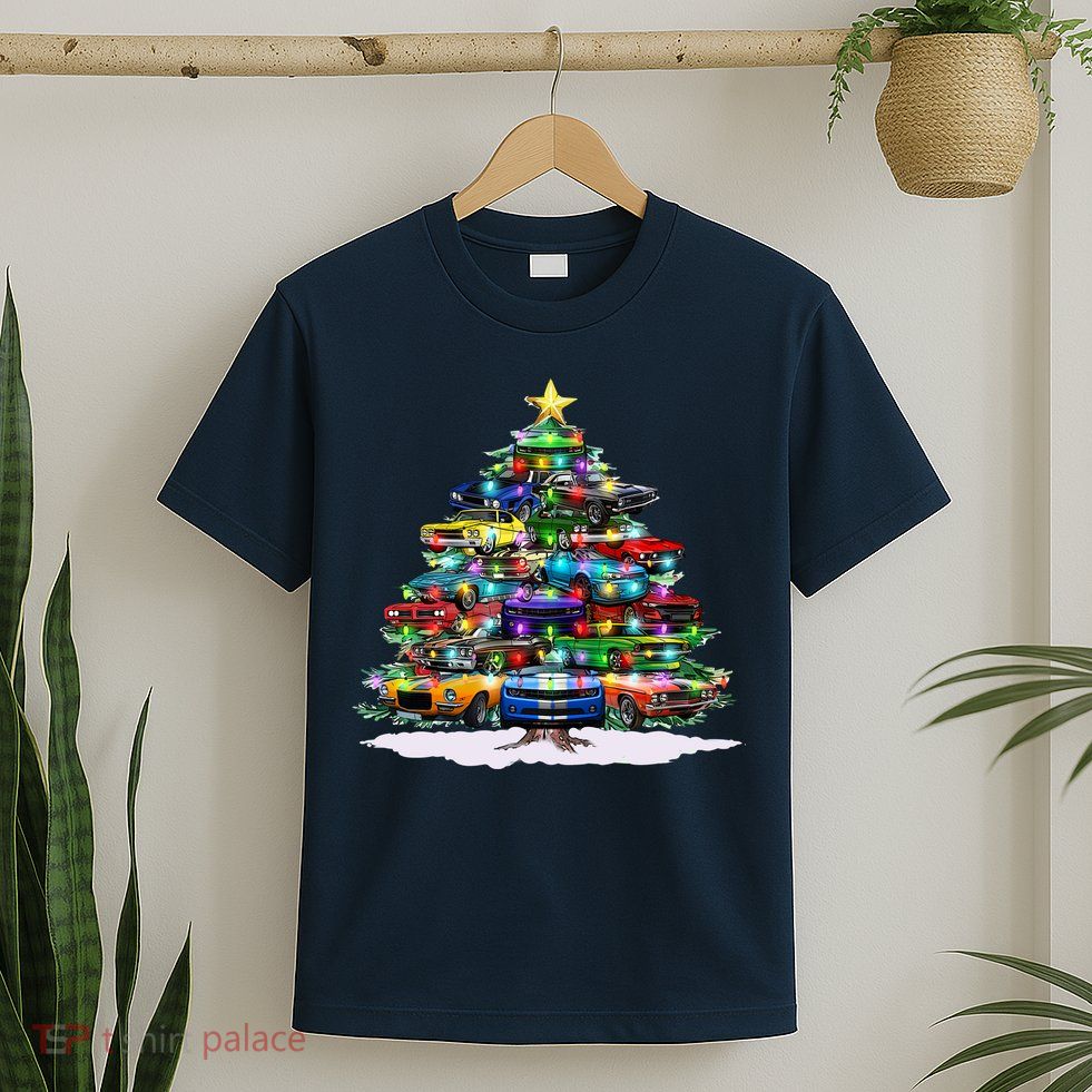 Funny Christmas Muscle Car Christmas Tree T-Shirt