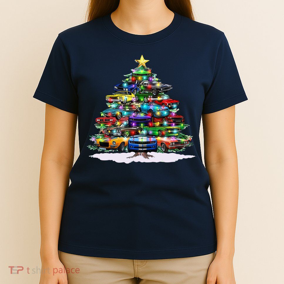Funny Christmas Muscle Car Christmas Tree T-Shirt