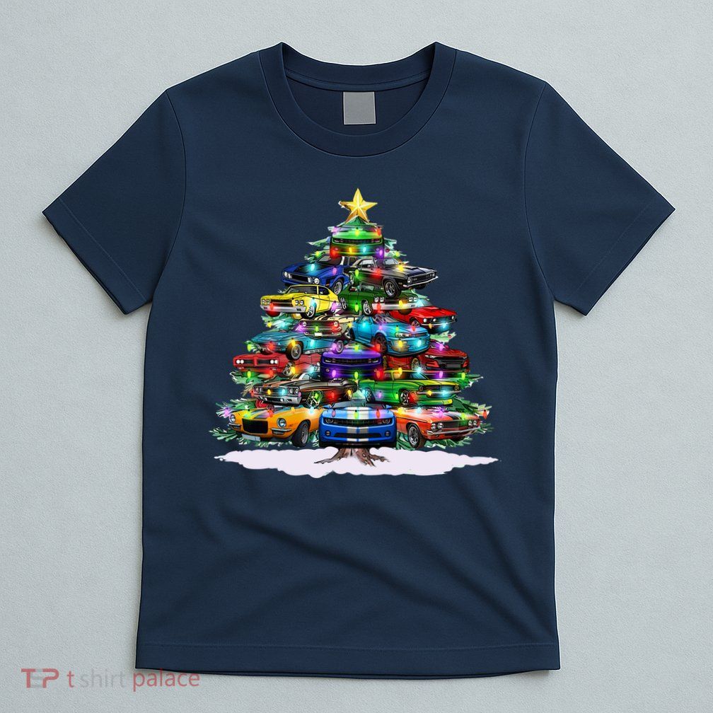 Funny Christmas Muscle Car Christmas Tree T-Shirt