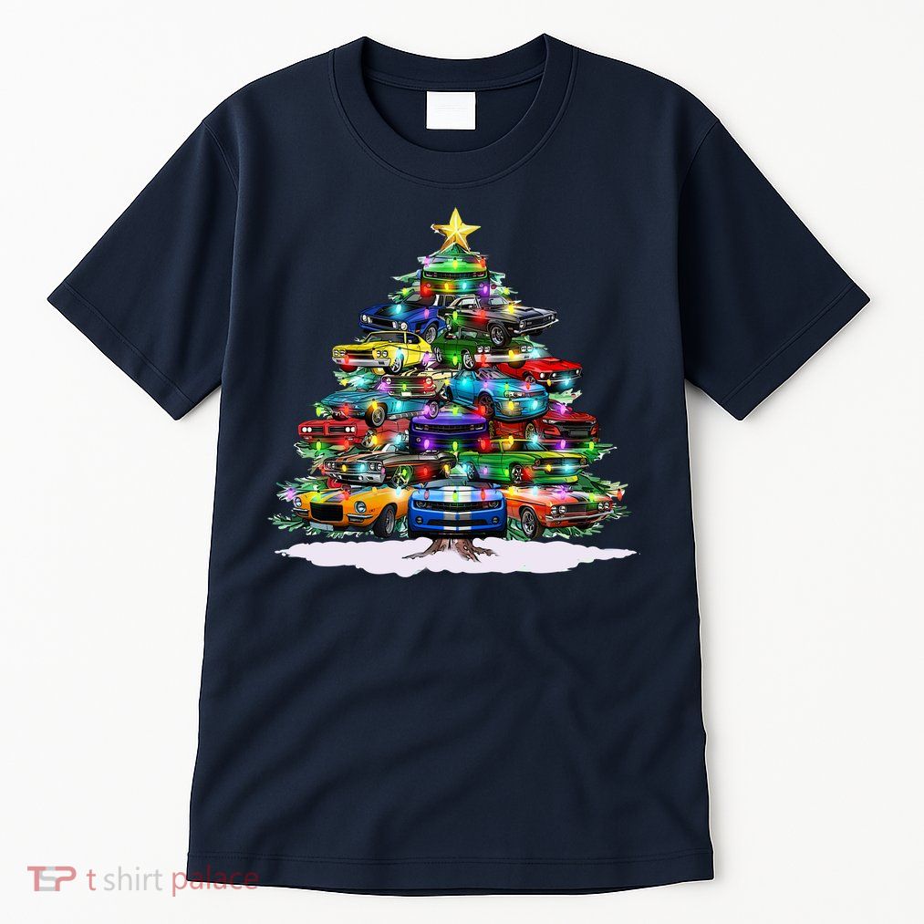 Funny Christmas Muscle Car Christmas Tree Tall T-Shirt