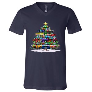 Funny Christmas Muscle Car Christmas Tree V-Neck T-Shirt