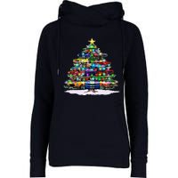 Funny Christmas Muscle Car Christmas Tree Womens Funnel Neck Pullover Hood