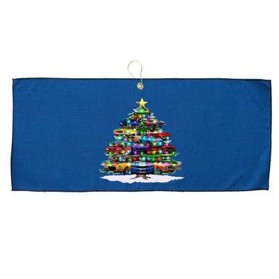 Funny Christmas Muscle Car Christmas Tree Large Microfiber Waffle Golf Towel