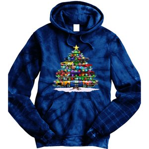 Funny Christmas Muscle Car Christmas Tree Tie Dye Hoodie