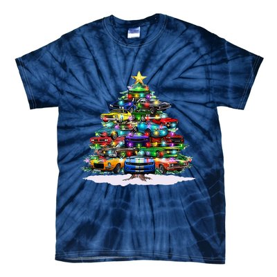 Funny Christmas Muscle Car Christmas Tree Tie-Dye T-Shirt