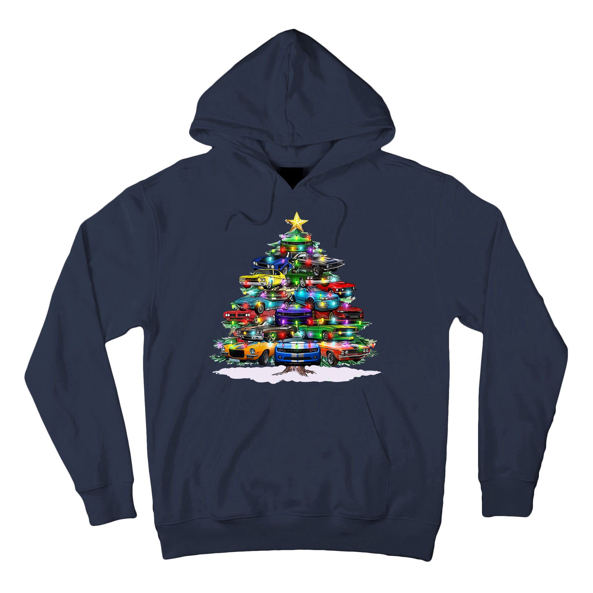 Funny Christmas Muscle Car Christmas Tree Tall Hoodie