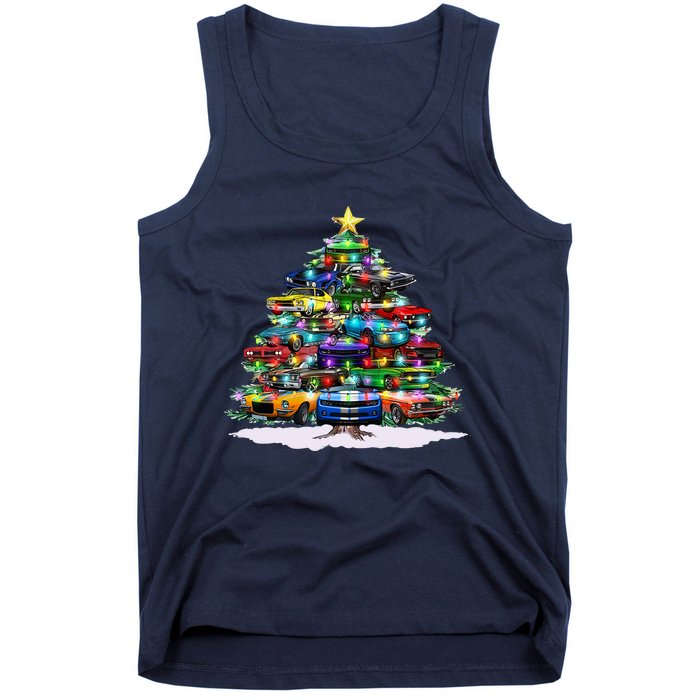 Funny Christmas Muscle Car Christmas Tree Tank Top