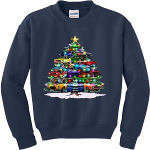 Funny Christmas Muscle Car Christmas Tree Kids Sweatshirt