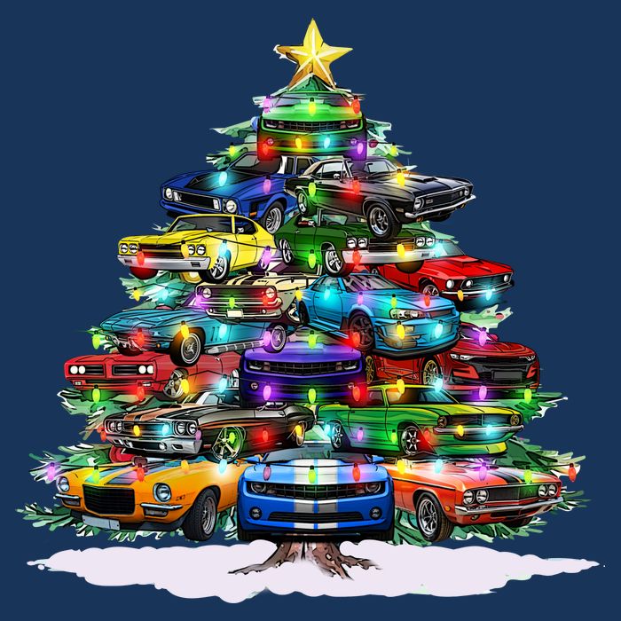 Funny Christmas Muscle Car Christmas Tree Kids Sweatshirt