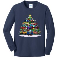 Funny Christmas Muscle Car Christmas Tree Kids Long Sleeve Shirt