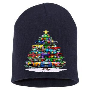 Funny Christmas Muscle Car Christmas Tree Short Acrylic Beanie