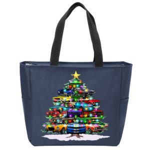 Funny Christmas Muscle Car Christmas Tree Zip Tote Bag