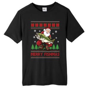 Fishing Christmas Merry Fishmas Sweater Santa Claus Fishing Cute Gift Tall Fusion ChromaSoft Performance T-Shirt