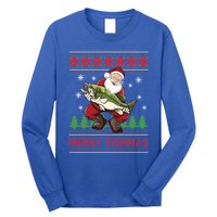 Fishing Christmas Merry Fishmas Sweater Santa Claus Fishing Cute Gift Long Sleeve Shirt