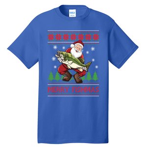 Fishing Christmas Merry Fishmas Sweater Santa Claus Fishing Cute Gift Tall T-Shirt