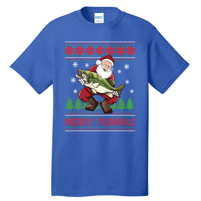 Fishing Christmas Merry Fishmas Sweater Santa Claus Fishing Cute Gift Tall T-Shirt