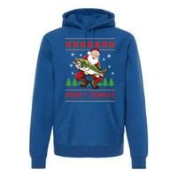 Fishing Christmas Merry Fishmas Sweater Santa Claus Fishing Cute Gift Premium Hoodie