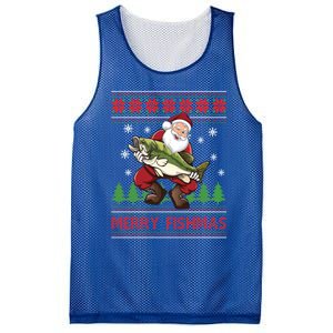 Fishing Christmas Merry Fishmas Sweater Santa Claus Fishing Cute Gift Mesh Reversible Basketball Jersey Tank