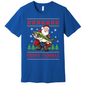 Fishing Christmas Merry Fishmas Sweater Santa Claus Fishing Cute Gift Premium T-Shirt