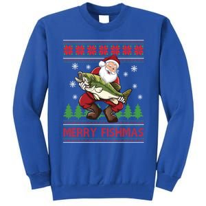 Fishing Christmas Merry Fishmas Sweater Santa Claus Fishing Cute Gift Tall Sweatshirt