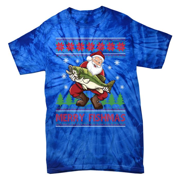 Fishing Christmas Merry Fishmas Sweater Santa Claus Fishing Cute Gift Tie-Dye T-Shirt