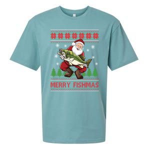 Fishing Christmas Merry Fishmas Sweater Santa Claus Fishing Cute Gift Sueded Cloud Jersey T-Shirt