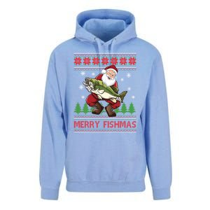 Fishing Christmas Merry Fishmas Sweater Santa Claus Fishing Cute Gift Unisex Surf Hoodie