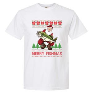 Fishing Christmas Merry Fishmas Sweater Santa Claus Fishing Cute Gift Garment-Dyed Heavyweight T-Shirt