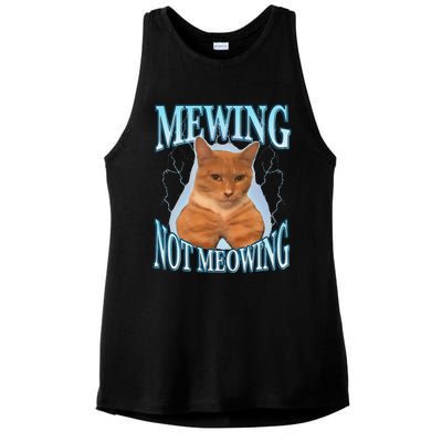 Funny Cat Meme Mewing Looksmax Meowing Cat Trend Ladies PosiCharge Tri-Blend Wicking Tank