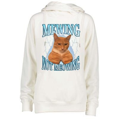 Funny Cat Meme Mewing Looksmax Meowing Cat Trend Womens Funnel Neck Pullover Hood