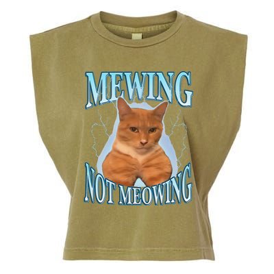 Funny Cat Meme Mewing Looksmax Meowing Cat Trend Garment-Dyed Women's Muscle Tee