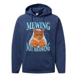 Funny Cat Meme Mewing Looksmax Meowing Cat Trend Performance Fleece Hoodie